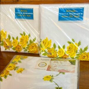 ❤️ NWT Vintage Bed Sheet Set Stevens Mohawk Yellow Rose 100% cotton